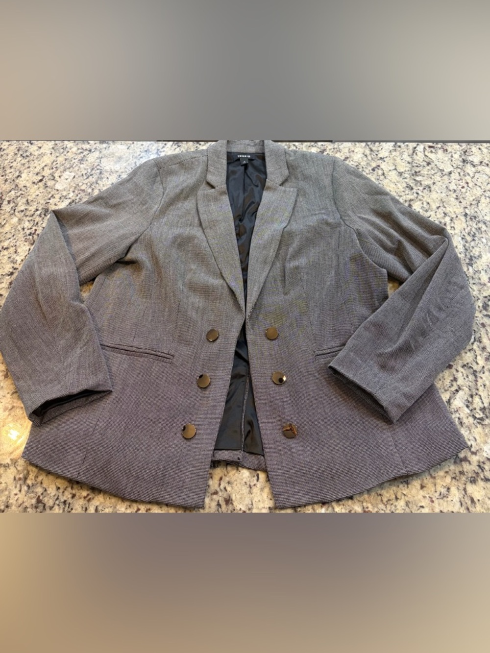 torrid Tweed Textured Gray Open Women's Blazer with Notch Lapel
